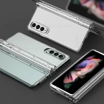Jasné, Transparentný Záves obal Pre Samsung Z Násobne 4 5G Stylus Zásuvky S Pen Slot puzdro Pre Galaxy Z Fold4 Pevného PC Ochranný Kryt  2