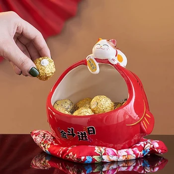Keramické Šťastie Mačka Candy Box Roztomilý Šťastie Mačka Úložný Box Peniaze Box Čínsky Domova Pre Prilákať Bohatstvo A Veľa Šťastia 13