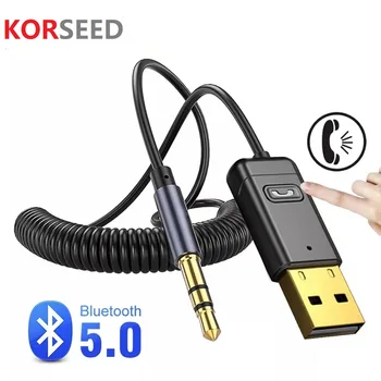 Korseed Aux Bluetooth Dongle Adaptér USB Pre Auto, 3,5 mm Jack, Aux Bluetooth 5.0 Handsfree Súprava Pre Auto Prijímač BT vysielačom 8