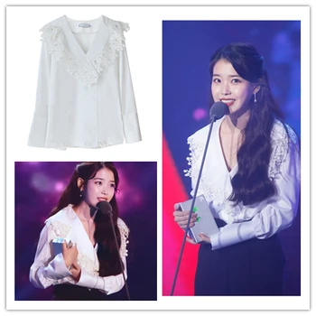 kpop IE Lee Ji Eun kórejský nové biele čipky spájať dlho puzdre tričko topy+čierne sexy štíhla šatka mini sukne ženy dve kus oblečenie 5