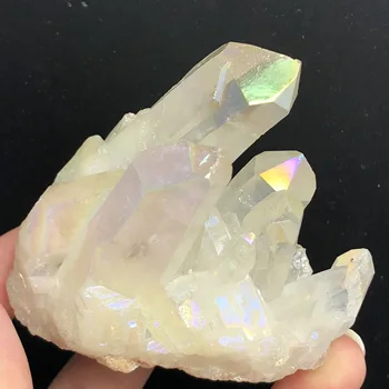 Krásne Aura Crystal Klastra Anjel Aura Titán Kremeň Ohromujúci Rainbow Vzorky Minerálov Reiki Liečenie Čakier Domov 9