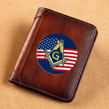 Kvalitné Originálne Kožené Peňaženky Klasické Amerického Slobodomurárstva Prihlásiť Tlač Štandard Kabelku BK3501 4