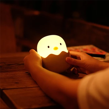 LED Nočné Svetlo Zvierat, Vajcia Kuriatko Tvar Nabíjateľná Noc lampa Mäkké Cartoon Baby Škôlky, Spálňa Čítanie pre Deti Darček k Narodeninám 6