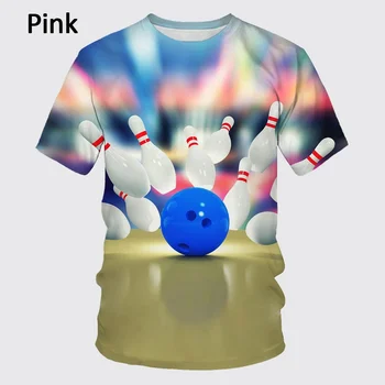 Letné bežné nový bowling 3D tlač mužov-krátke rukávy O-neck T-shirt hip-hop vtipné populárnych športov fashion T-shirt