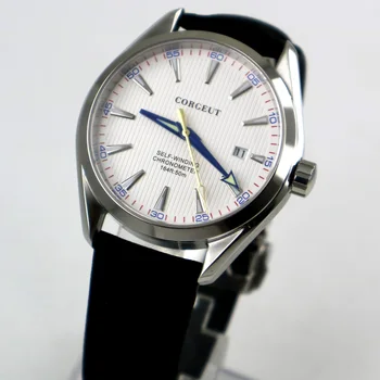 Leštené 41mm pánske hodinky biele dial zafírové sklo Automatické hodinky mužov