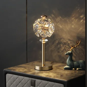 Luxusné Stolové Svietidlo Crystal Post Moderné Stolná Lampa pre Obývacia Izba, Spálňa, Nočné Nordic Cafe Bar Jedáleň Ľahkých Kovových Osvetlenie 8