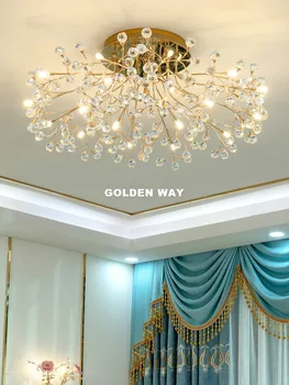 Moderné Crystal Kvetinový Dizajn Stropný Luster Svetlá Zlatá G4 Crystal LED Plafonnier pre Spálne, Kuchyne, Stropné Lampy Listry 9