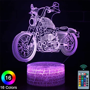 Motocykel 3D LED Nočné Osvetlenie, Dotykové Diaľkové Ovládanie Novinka Tabuľka Stolná Lampa Izba Dekor Vianočný Darček k Narodeninám -No. 280 2
