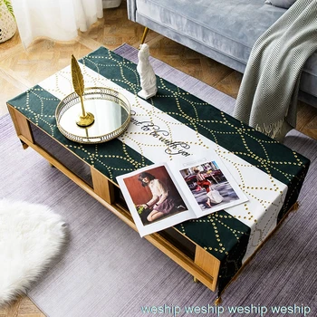 Móda Domov Nordic štýl bavlna Obdĺžnik obrus Tmavo zelená teplé koberčeky obrus Stola vlajka Čaj stôl kryt