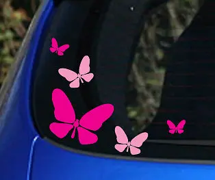 Móda Nové Ružové a Hot Pink 5x Motýľ Vinylové polepy Áut ,dievčatá auto okno dekorácie-nálepky pre dievčatá 3