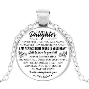 Móda Ženy Dávajú Moja Dcéra Čas Klenot Kameň List Náhrdelník Vypuklé Sklo Prívesok Rodiny Darček Šperky Z Otec Sveter Náhrdelník 14