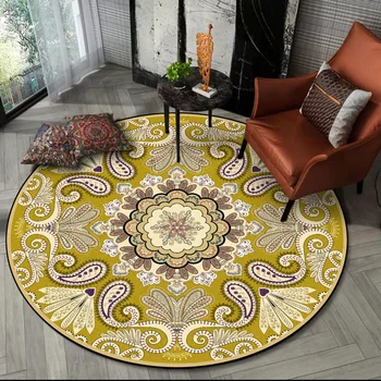 Módny a elegantný zlatý národnej štýl kvet, obývacia izba, spálňa visí kôš stoličky kolo mat koberec