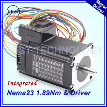 Nema23 1.89 Nm integrované stepper motor s motorových vodič Nema 23 76 mm integrované krokovanie motorových 3A 4 vodiče hriadeľ D=8 mm 1