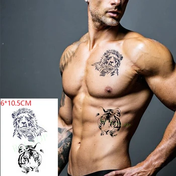 Nepremokavé Dočasné Tetovanie Nálepky Iny Lev, Tiger Zvierat Body Art Flash Tetovanie Falošné Tetovanie pre Ženy Muži 1
