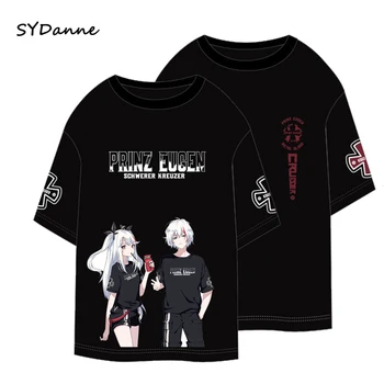 Nové Anime Azur Lane Prinz Eugen T-shirt Muži Ženy Študent Voľné Unisex Bežné Tee Harajuku Módne Pulóver Cosplay Kostýmy 1