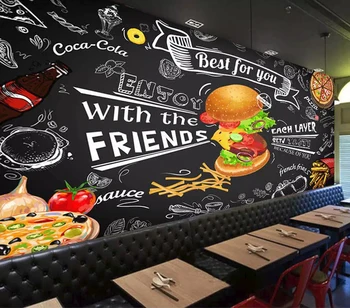 Obchodné tapety Ručne maľované štýl hamburger fast-food reštaurácia, snack bar pozadí na stenu