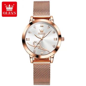 OLEVS Quartz Hodinky pre Ženy 520 Elegantné Milanese Nerezová Oceľ Remienok Dámske Náramkové hodinky Vodotesné Svetelný Dievčatá Darček Hodinky 4