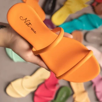 Papuče Ženy Módne Letné Non-slip Sandále, Topánky Pláži Listov 2022 Lete Candy Farby Jedno Slovo, Pás Bežné Dámy Sandále