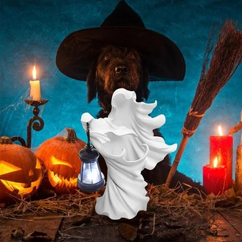 Peklo Messenger S Svietidla Ghost, Ktorí Hľadajú Svetlo Čarodejnice Živice Socha Reálne Ghost Socha Halloween Ornament Dekoratívne Lampy 17