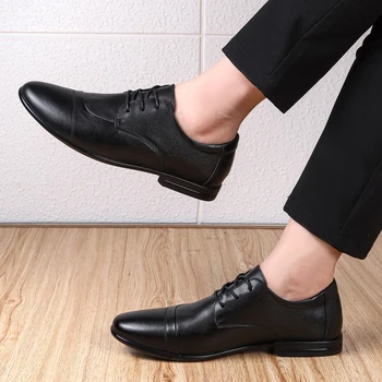 Podnikanie mužov topánky Šaty High-end Formálne Priedušná Oxfords Mužov Originálne Kožené Kancelárske Elegantné, Pohodlné topánky, Gumy Krajky-up 9