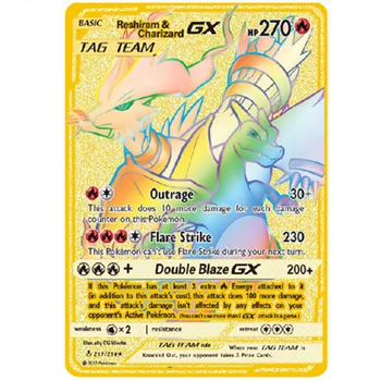 Pokémon Gold Pokemon Karty Metal Trading Oheň-dýchať Hre Dragon Štítok Tím Bitka Série Detí, Hračky 4