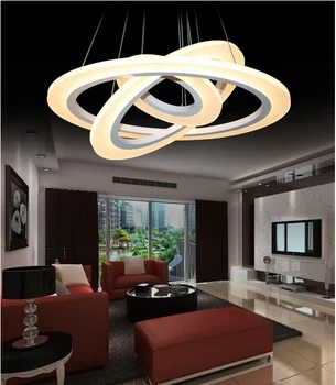 Pozastavenie LED luster, Akryl luster lampa krúžky pre jedáleň kruhu lesk svetiel bielom prevedení 110V 220V 3