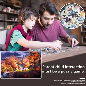 Prenosné DIY Papier, Hračky, Puzzle Skladačka Jeseň Lesa Montáž Vzdelávacie Obrázok pre Deti Raného Vzdelávania Dodávky 9