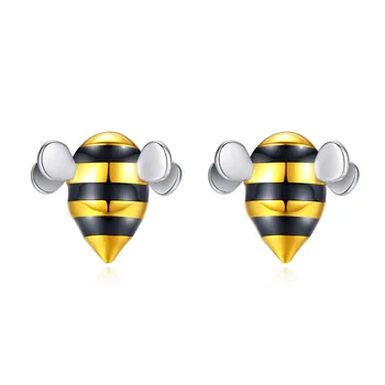 Roztomilý Epoxidové Sweet Little Bee Strieborná Farba Stud Náušnice Pre Ženy Jednoduché Čerstvé Kórejský Ucho Šperky, Darčeky 2