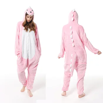 Ružová Onsie Ženy Dospelých Zvierat Jednorožec Cartoon Pyžamo Zimné Hooded Flannel Teplá Unisex Sleepwear Dovolenku Strany Cosplay Kostým 11