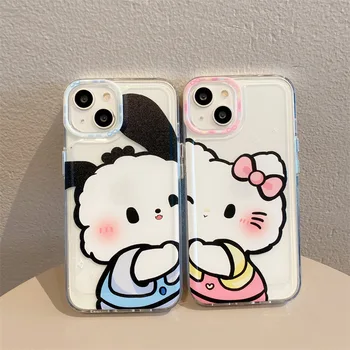 Sanrio Pochacco Hello Kitty Telefón puzdro Pre iPhone 14 13 12 11 Pro Max Mini Xs Xr X 8 7 Plus Komiksu, Anime, Silikónové Mäkké Pokrytie 5