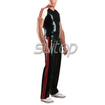 Suitop Men 's latex športových oblek vrátane nohavice a tričko 9