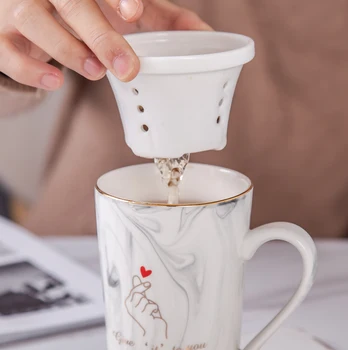 Tvorivé keramické úniku čaj filter Mlieko Poháre Kondenzovaných Kávy Porcelánu teacup Klasické Darčeky, Vianočné party dodávky 8