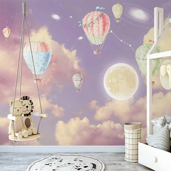 Vlastné Akejkoľvek Veľkosti nástennú maľbu, Tapety 3D Fantasy Hviezdne Nebo teplovzdušný Balón Detí Spálňa Fresco Samolepiace Nepremokavé Nálepky 11