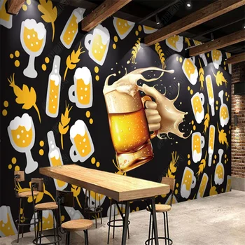 Vlastné Tapetu Ručne Maľované Pivo pre Bar s Rýchlym občerstvením Pozadí Klubu múr Múr Papier Abstraktných De Parede 3d 2