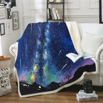 Vlastný DIY Tlač Načechraný Farebné Sherpa Deka Akvarel posteľná bielizeň Galaxy Hodiť Prikrývky Na Postele 150x200cm 9