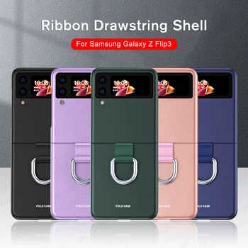 Vysoko-kvalitný Materiál puzdro pre Samsung Z Flip 3 5G Pevný Zadný Kryt S Krúžkom pre Galaxy Z Flip3 ZFlip3 5G Ochrany Shell 14