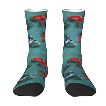 Yin Yang Koi Fish Šaty Ponožky pre Mužov, Ženy Teplej Módy Kapor Posádky Ponožky 8