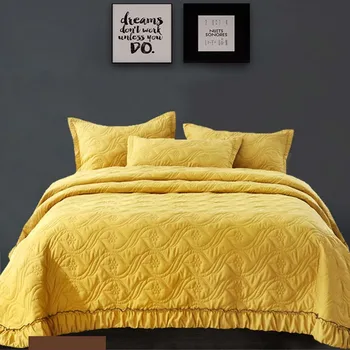 Zahusťovanie Polyester Bavlna prehoz cez posteľ Super teplé čipky strane Farbou Posteľ Vzťahuje na gauč deka Posteľná Bielizeň Prešívaný prehoz cez posteľ 5