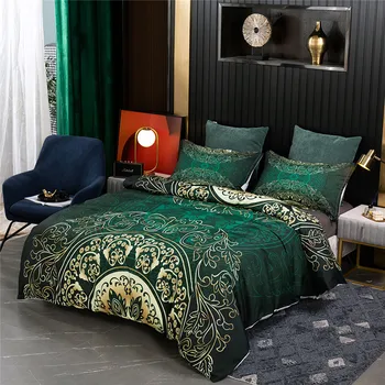 Zelená posteľná bielizeň Nastaviť Etnických Mandala Perinu Set Prikrývka + Vankúš Bavlnená posteľná bielizeň na Twin Dvojité King Size Queen 9