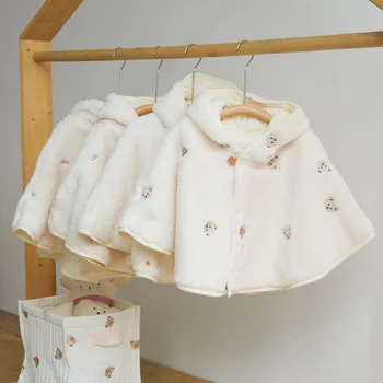 Zimné Nové Detské Oblečenie Kožušinou Novorodenca Plášť Roztomilý Výšivky Dieťa Kabát Waft Teplé Batoľa Outwear 1