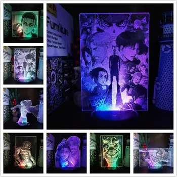 Útok Na Titan 3D Manga Nočné Svetlo Eren Jaeger Mikasa Ackermana Levi Anime Obrázok Lampara Led Luminaria Neon Kawaii Izba Dekor 1