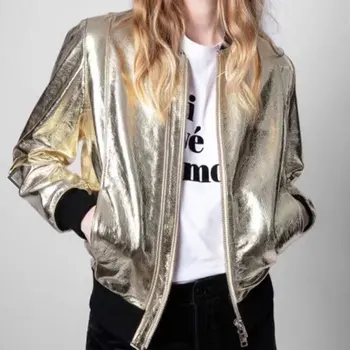 Ženy Zlaté bunda 2021 jeseň nové módne bežné wild lady kabát 10
